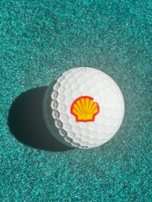Lot of 7 Gas Logo Golf Balls (Shell, Chevron, Marathon, Exxon, Amoco, Sonoco)