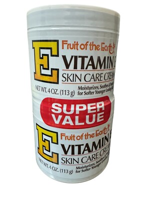 Fruit of the Earth Moisturizing Vitamin E Cream Skin Care Cream: (2) 4 oz Jars