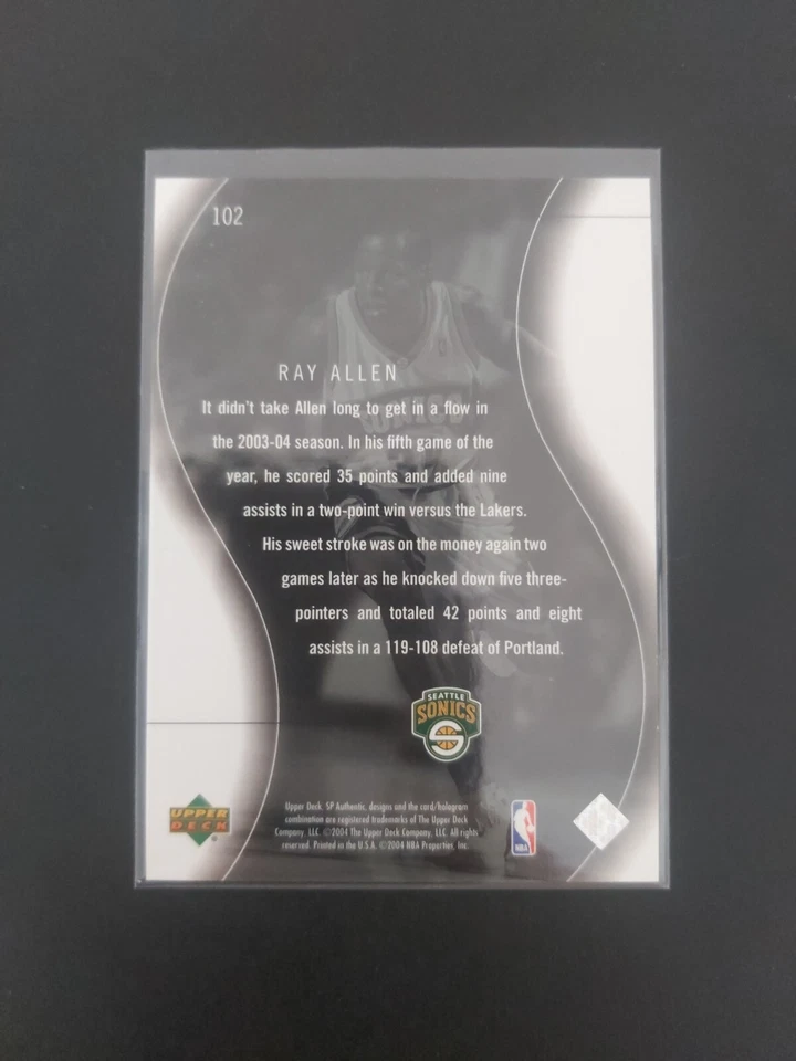 03-04 Sp Authentic Ray Allen Sp Spectaculars /3999 #102 Supersonics - Image 2 of 2