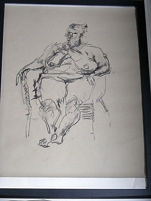 Figur Lebenszeichnung Akt, ausdrucksstarke Kohle/Papier, Frau sitzend, A2