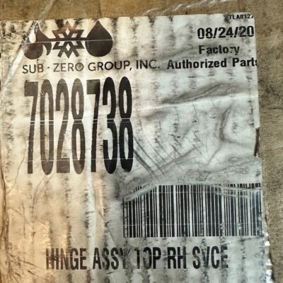 SUBZERO HINGE TOP RH ASSY 7028738/GENUINE PART/BRAND NEW