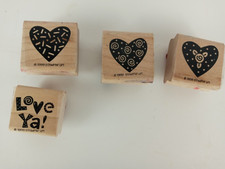 Stampin Up Love Ya Set Of 4 Hearts Mounted Stamps 1999