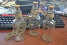 3 PCS CLEAR GLASS BOTTLES SEASHELL SHORE NAUTICAL DECOR 75