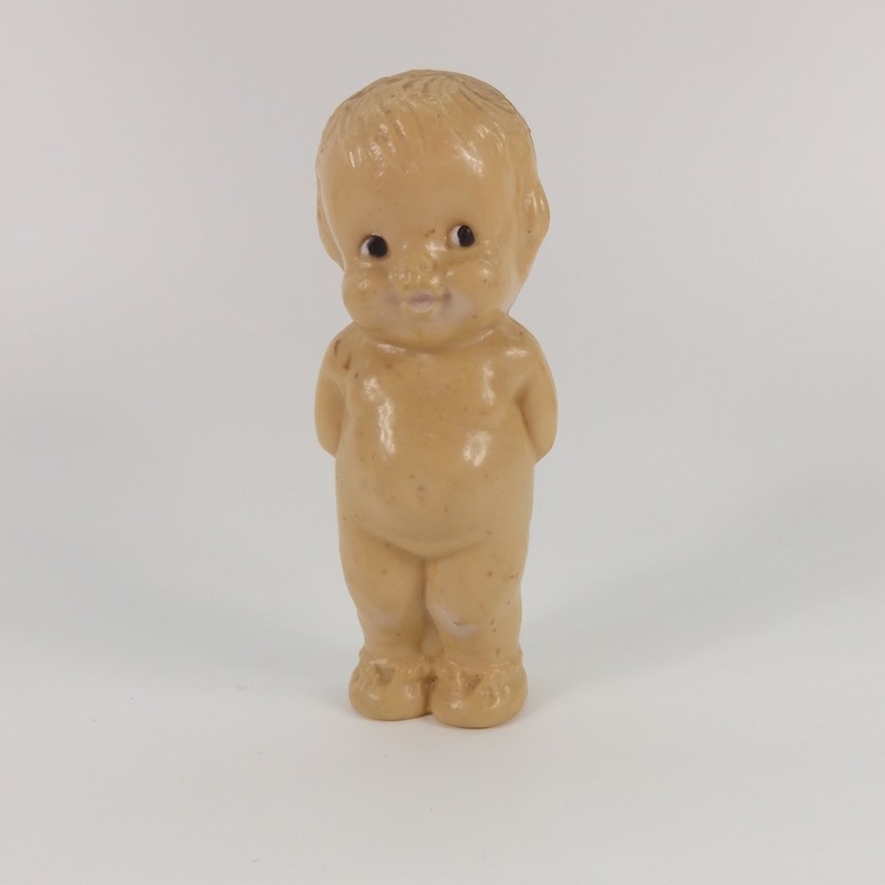 Vintage Irwin Kewpie Type Baby Squeaker Doll Vinyl Hollow Squeeks 5 1/4"
