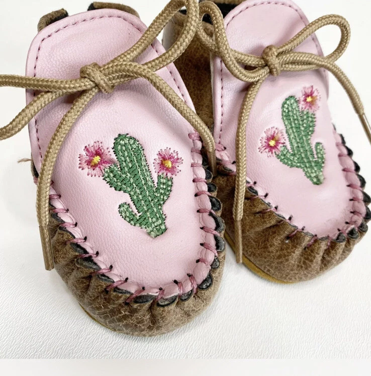 Boot Barn Baby Moccasins Size 3 Pink Brown Cactus Shoes eBay