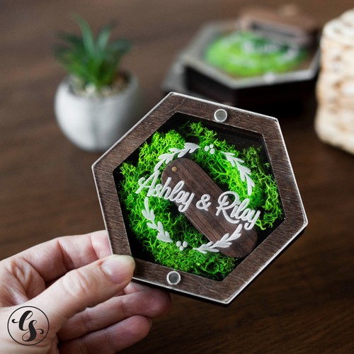 Boîte à clé USB en bois étui mariage clé mémoire personnalisée stylo à pouce - Photo 2/14