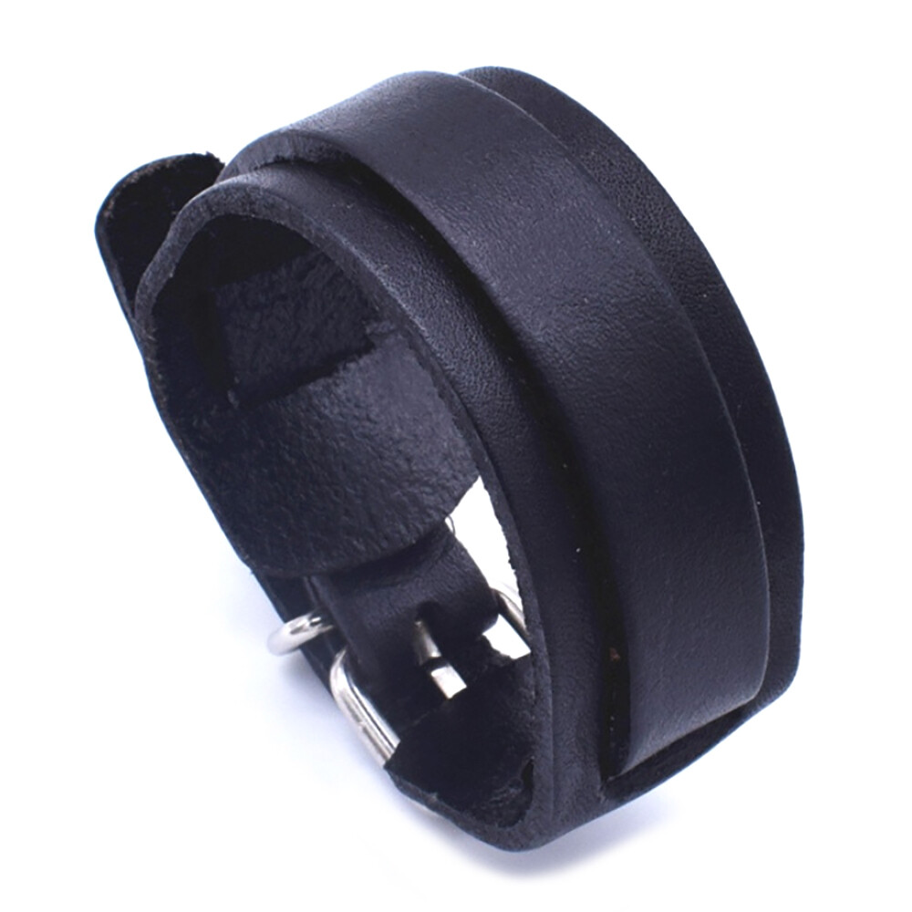 Zense - Bracciale da uomo in pelle regolabile nero ZB0336