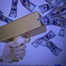 Golden Money Shooter, Make it Rain/Spray Money Gun Paper Playing Toy , Handhe...