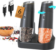 Gravity Electric Salt and Pepper Grinder Set Automatic Shakers Upgraded Pepper M