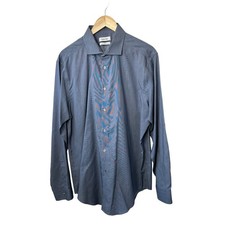 Calvin Klein Gray Slim Fit Performance Non-Iron Button Down Shirt 17 34/35