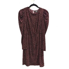Express Velvet Burnout Animal Print Dress S Puff Sleeve Leopard Mob Wife Chic