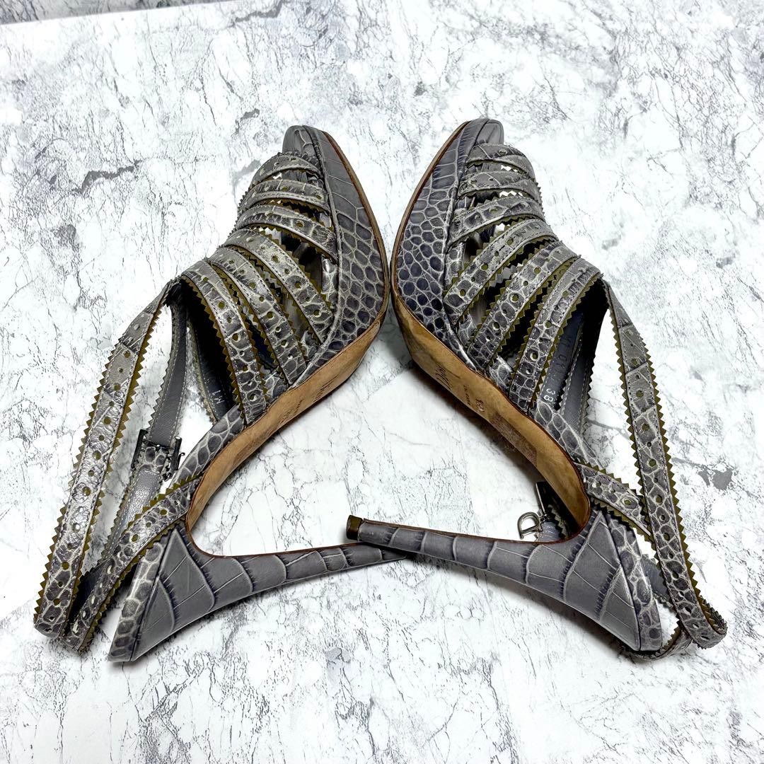 Christian Dior Python Embossed Leather Heel Sanda… - image 8