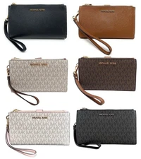 Brand New Michael Kors MK Jet Set Travel Double Zip Phone Wristlet Wallet