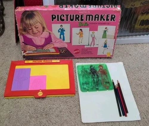 MATTEL BARBIE PICTURE MAKER FASHION DESIGNER DRAWING SET 1969 With Box Complete