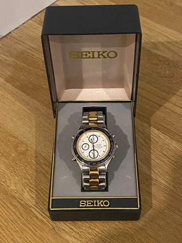 VINTAGE BOXED SEIKO QUARTZ CHRONOGRAPH SQ100 - A/F