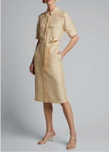 $798 Lafayette 148 New York Doha Silk Belted Dress Shirtdress XS