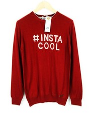 Harmont Blaine Men's Sweatshirt M Red Wool Blend Long Sleeve Logo Pullover