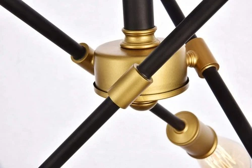 Living District Axel 6-Light Transitional Metal Flush Mount in Black and Brass - Picture 5 of 8