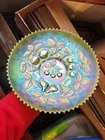 Super Pretty Green Northwood Carnival Glass Three Fruits Plate