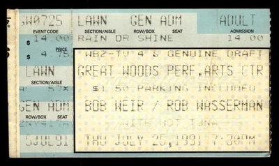 Bob Weir Rob Wasserman 1991 Jul 25 Ticket Stub Mansfield, MA Great Woods *TS61 - Image 1 of 2