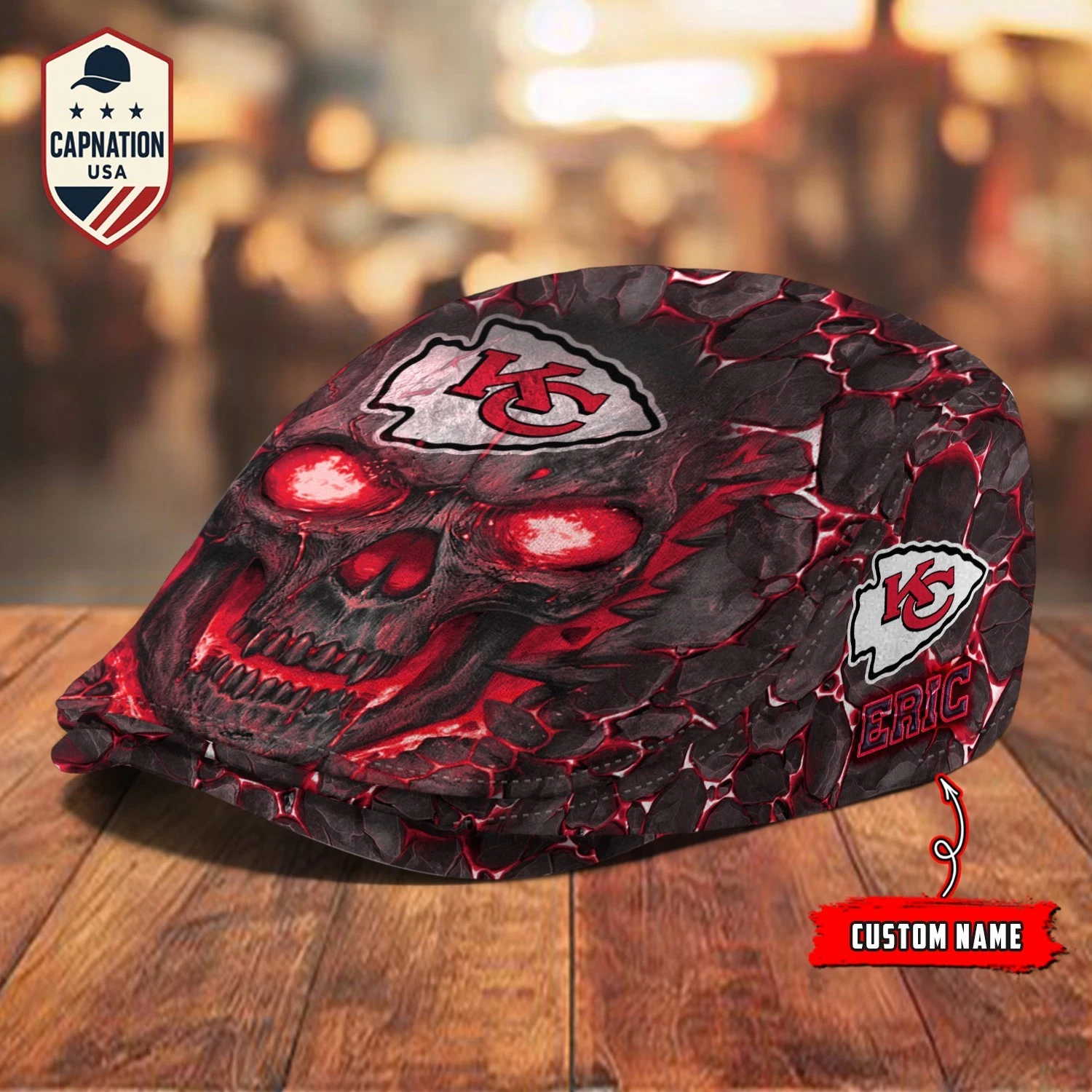 Kansas-City-Chiefs Jeff Cap H davidson Jeff Cap football Newsboy Cap Flat