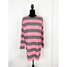 ASOS Oversized Pink Grey Striped Long Sleeve T-Shirt Dress Women Size 4 NWOT