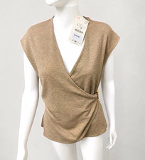 Zara Women s Beige Knit Wrap V-Neck Pullover ...