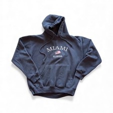 Miami Florida Navy Hoodie Sweatshirt Size M