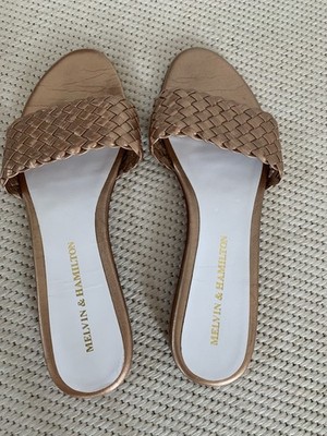 Melvin & Hamilton Damen Sandalen Slip-On geflochten Leder bronze flach EU 41