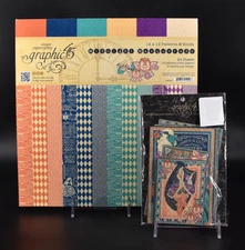 Graphic 45 MIDNIGHT MASQUERADE 12x12 Patterns & Solids Pad w/Journaling Cards