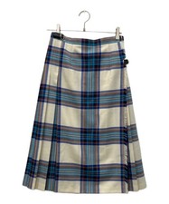 O'NEIL OF DUBLIN Irish-made CLASSIC REGLAR kilt skirt US8 Beige x Blue Ext  