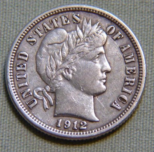 1912 United States Silver Barber Dime XF High Grade Details - Lot 467