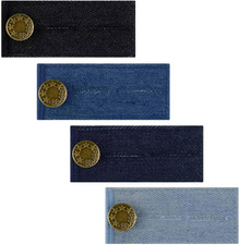 4-Piece Adjustable Waistband Extender - Denim Waist Extenders for Pants, Jeans,