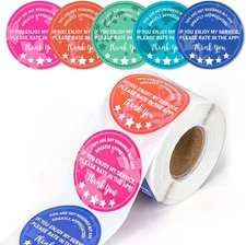 480PCS 5-Star Review Thank You Stickers Tamper-Evident Food Package Labels 5 Col
