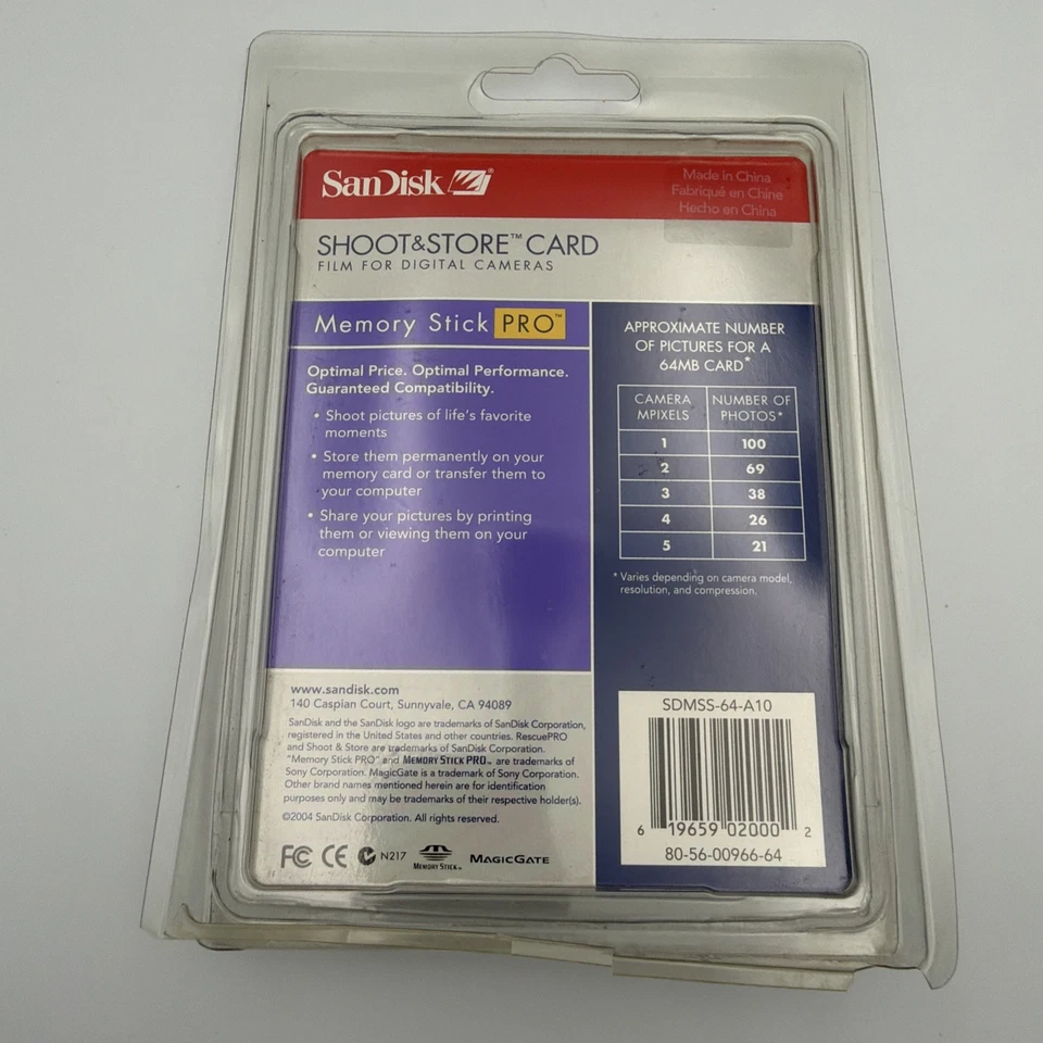 SanDisk Shoot Store 64MB Memory Stick PRO Card - SDMSS-64-A10 - Image 2 of 4