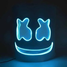 Halloween LED DJ Marshmello Mask, Lifelike Cosplay Helmet, Party Festival Prop