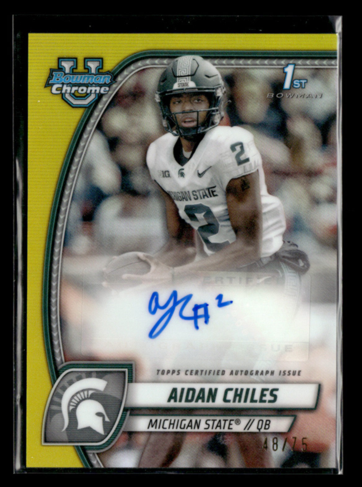 Aidan Chiles 2024 Bowman University Chrome 1st Auto Yellow 48/75 Prospect