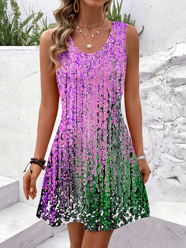 Mujeres Verano Sin Mangas Bohemio Vestido Estampado Exclusivo Vestido de Vacaciones Cumpleaños - Imagen 26 de 30