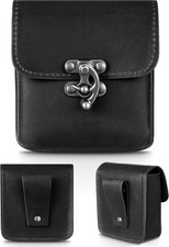 Medieval Vintage Belt Pouch Leather Waist Bag 3.98 x 3.98 x 1.5 Inch Black