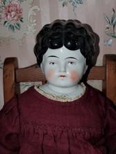Antique 21 Hertwig Pet Name China Head Doll Agnes Antique Homemade Feedsack Body