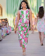LILLY PULITZER Barberine Stretch Maxi Shift Dress Cherry Blossom Pink ALL SIZE. 