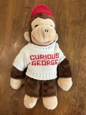 Vintage Curious George Plush Toy White Shirt Red Hat 1984 Eden Toys Inc Korea