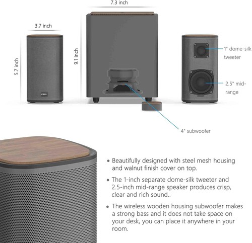2.1 Bluetooth Computer Speakers with Wireless Subwoofer and Wireless Touchpad... - 第 3/8 張圖片