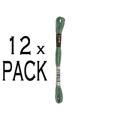 12x Anchor Sticktwist 8m, heugruen, Baumwolle, Farbe 216, 6-fädig, VPE
