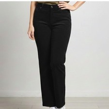 Chaps Women 12 Black Corduroy Flare Pants Velvet Bootcut Casual Preppy Academia
