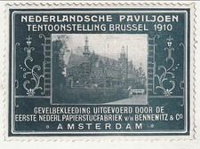 Belgium - Dutch Pavilion Brussels Exhibition label 1910(M)