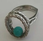 Sterling Silver Turquoise Oval Shaped Frame Ring — photo 6