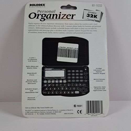 Franklin Phone Rolodex Personal Organizer Directory Memo Calculator c1998 New - Picture 2 of 12