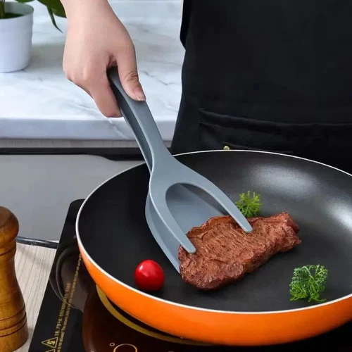 2 In 1 Grip Flip Tongs Egg Spatula Tongs Clamp Pancake Fried Turners Kitchen - Picture 1 of 19