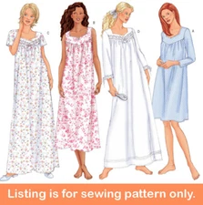 SEWING PATTERN Women Clothes - Nightgown Long Short Sleeveless Classic Plus 6838